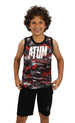 Boy's Printed Red Tank Top