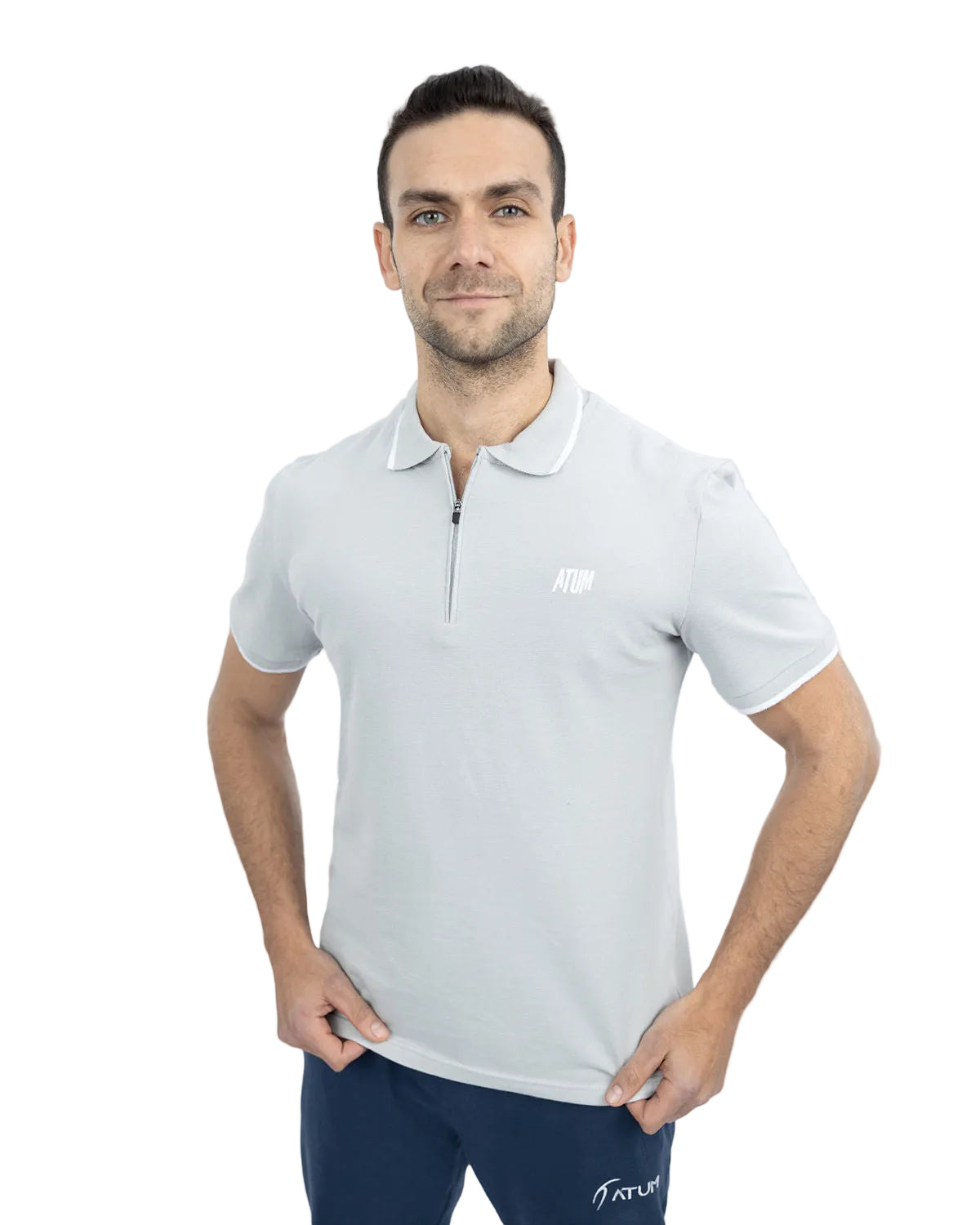 Men's Gray Polo Shirt-Atum -34798921