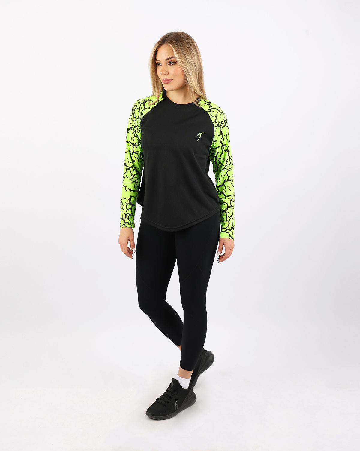 Crew Neck Long Sleeve Green Top-Atum -90730978
