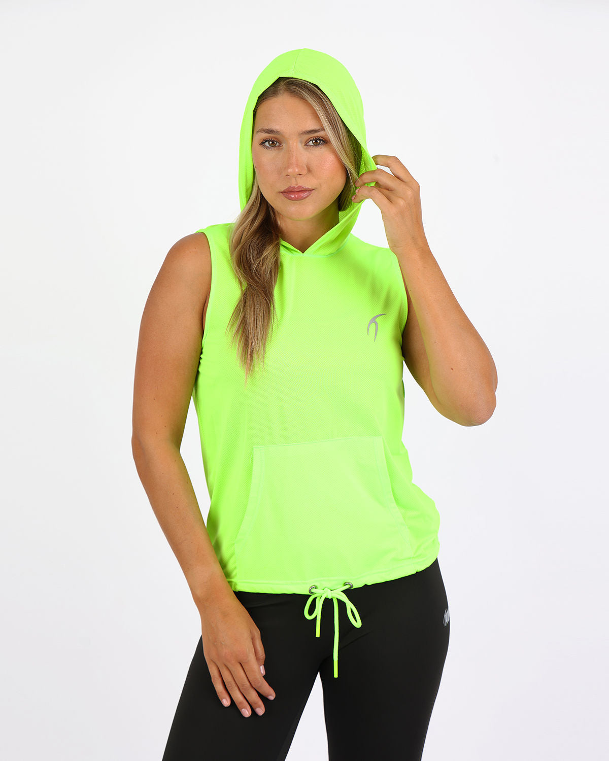 Sleeveless Breathable Lime Green Women's Hoodie-Atum -42150192