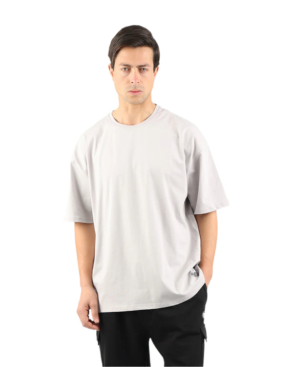 OverSized Basic Men's Light Gray T-Shirt-Atum -14573424