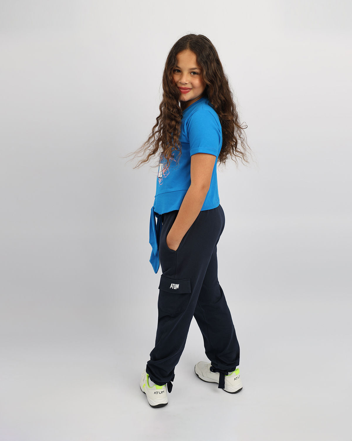 Girl's Basic Navy Sweatpants-Atum -2587084