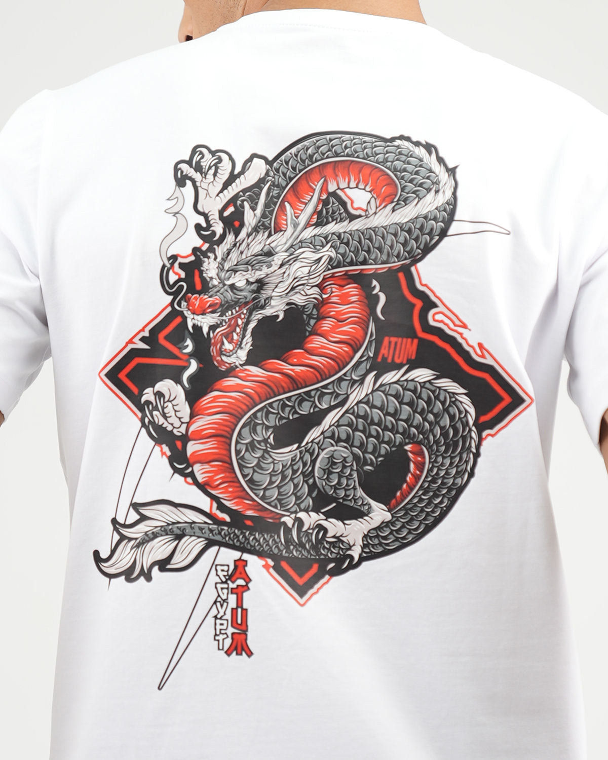 Dragon Strike Graphic White T-Shirt-Atum -77012650