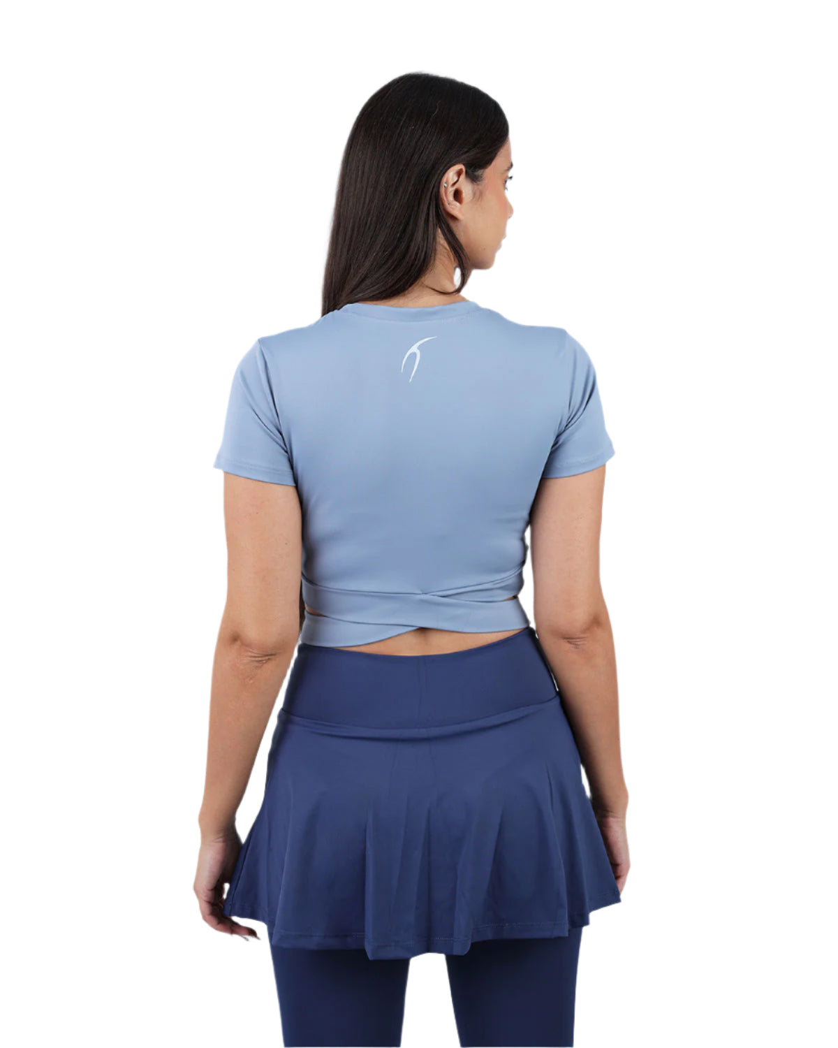 Twisted Short Sleeves Blue Crop Top-Atum -84985875