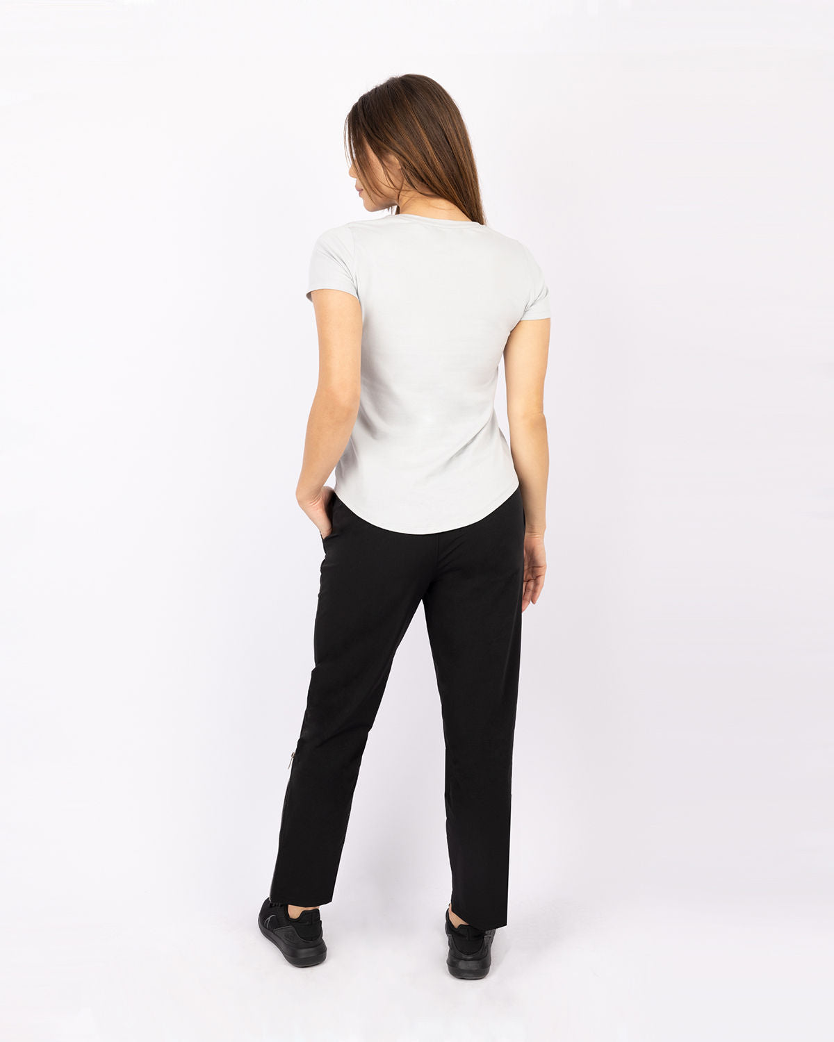 Slit Zipper Black Women's Pants-Atum -29291129