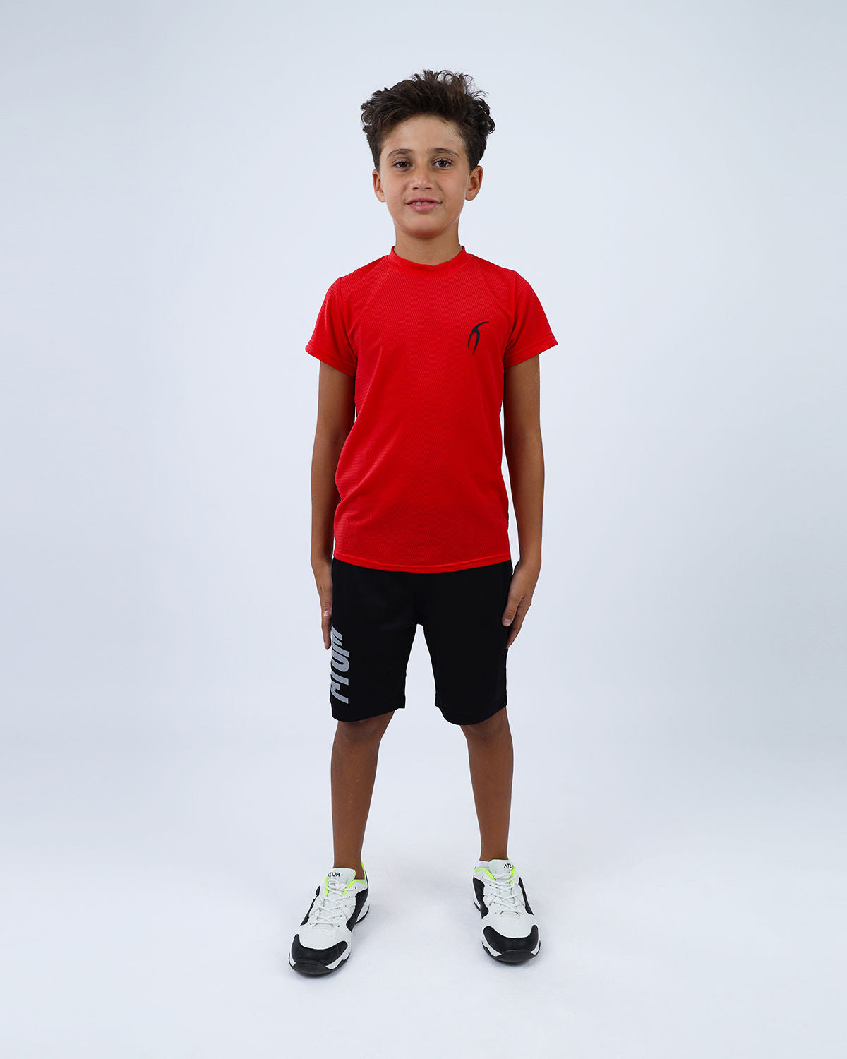 Crew Neck Short Sleeve Red Breathable Top-Atum -88249858