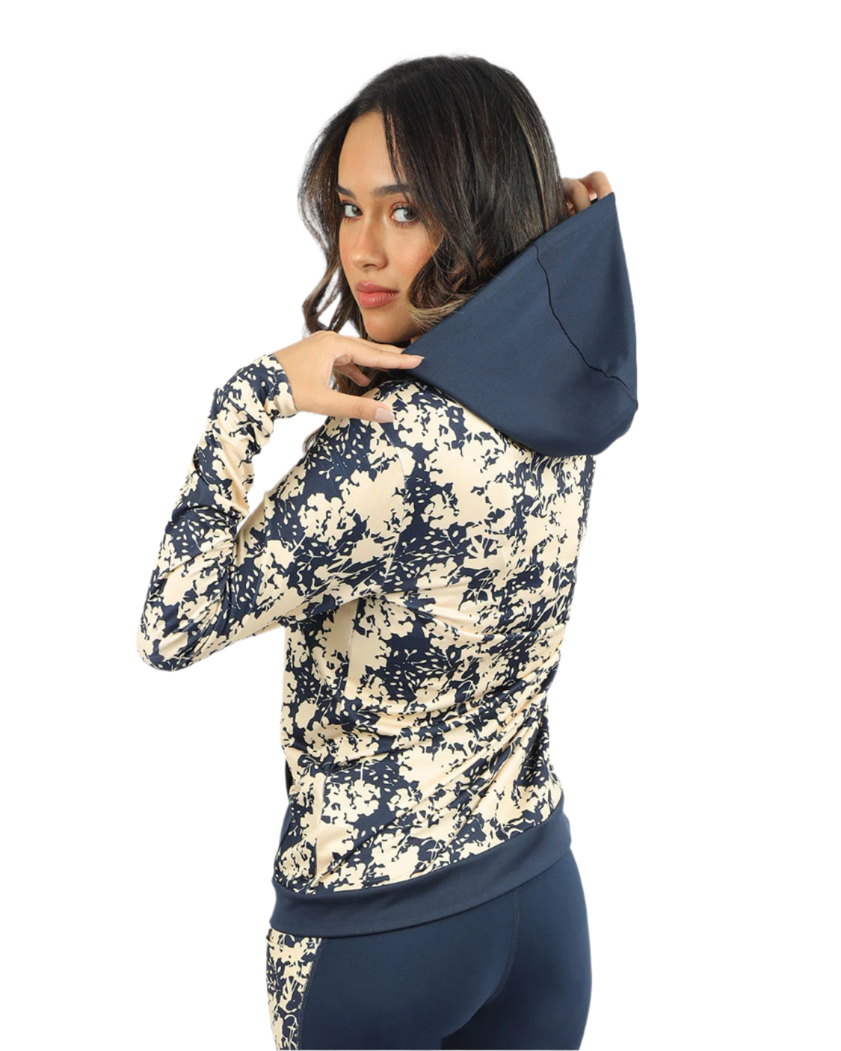 Long Sleeves Women's Navy Hoodie-Atum -11846284
