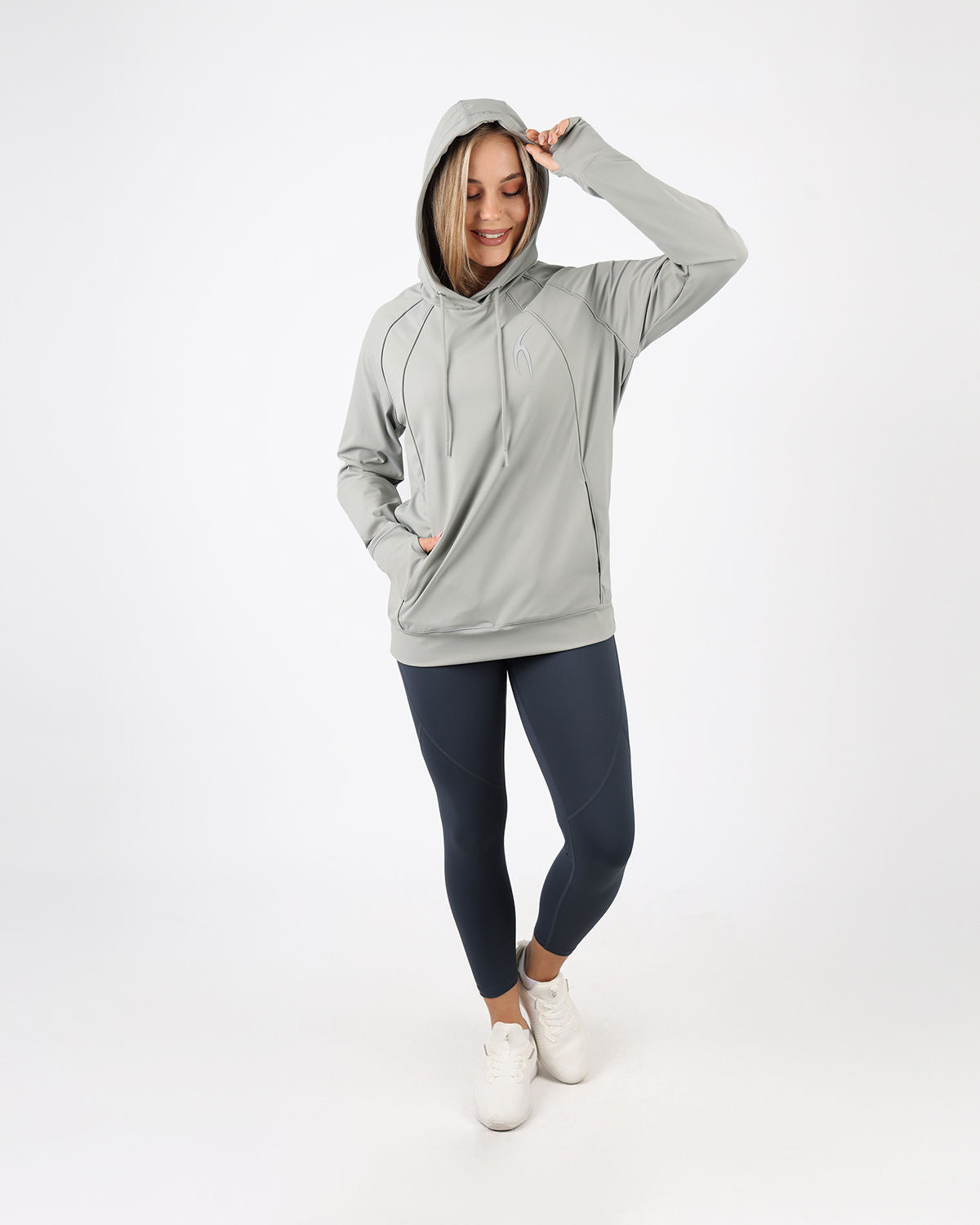 Long-Sleeve Training Gray Hoodie-Atum -57341484