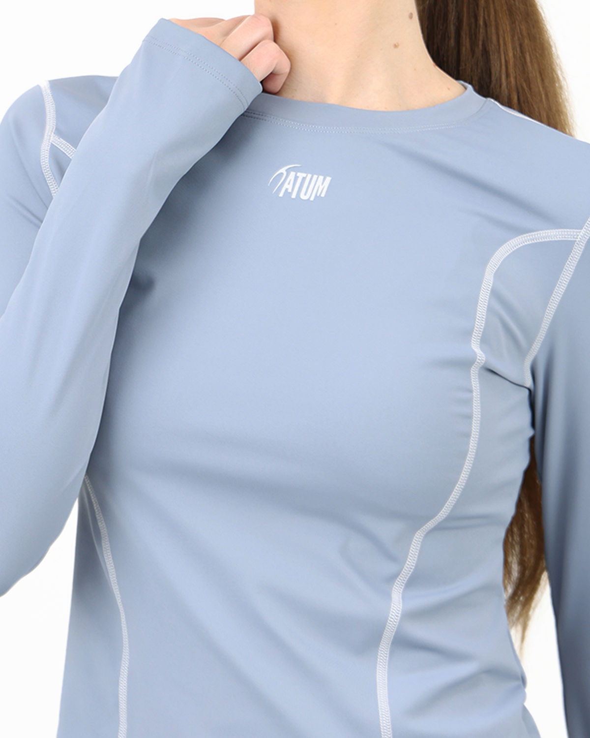 Streamline Long Slevess Women's Blue Top-Atum -80661985