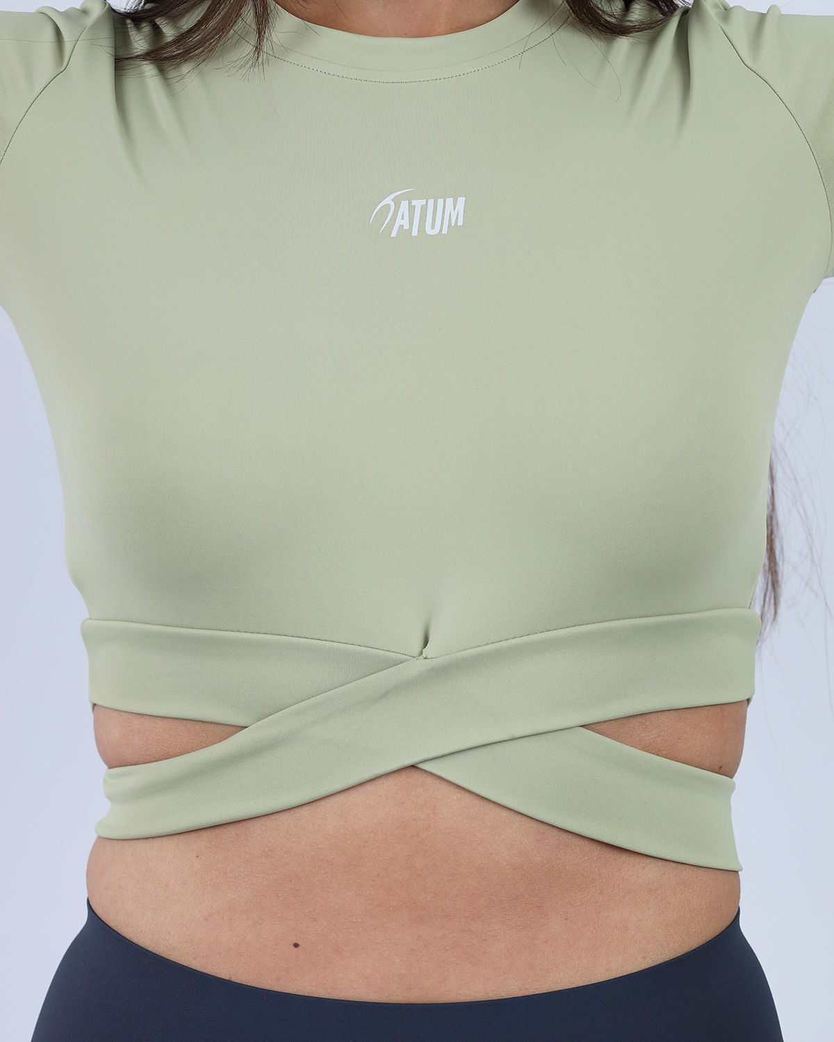 Twisted Short Sleeves Green Crop Top-Atum -37201963