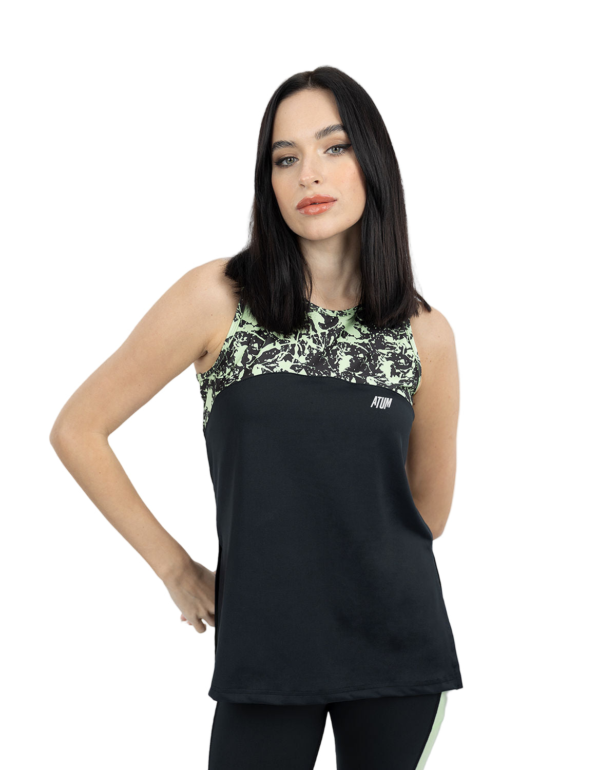 Printed Black Tank Top-Atum -16508109