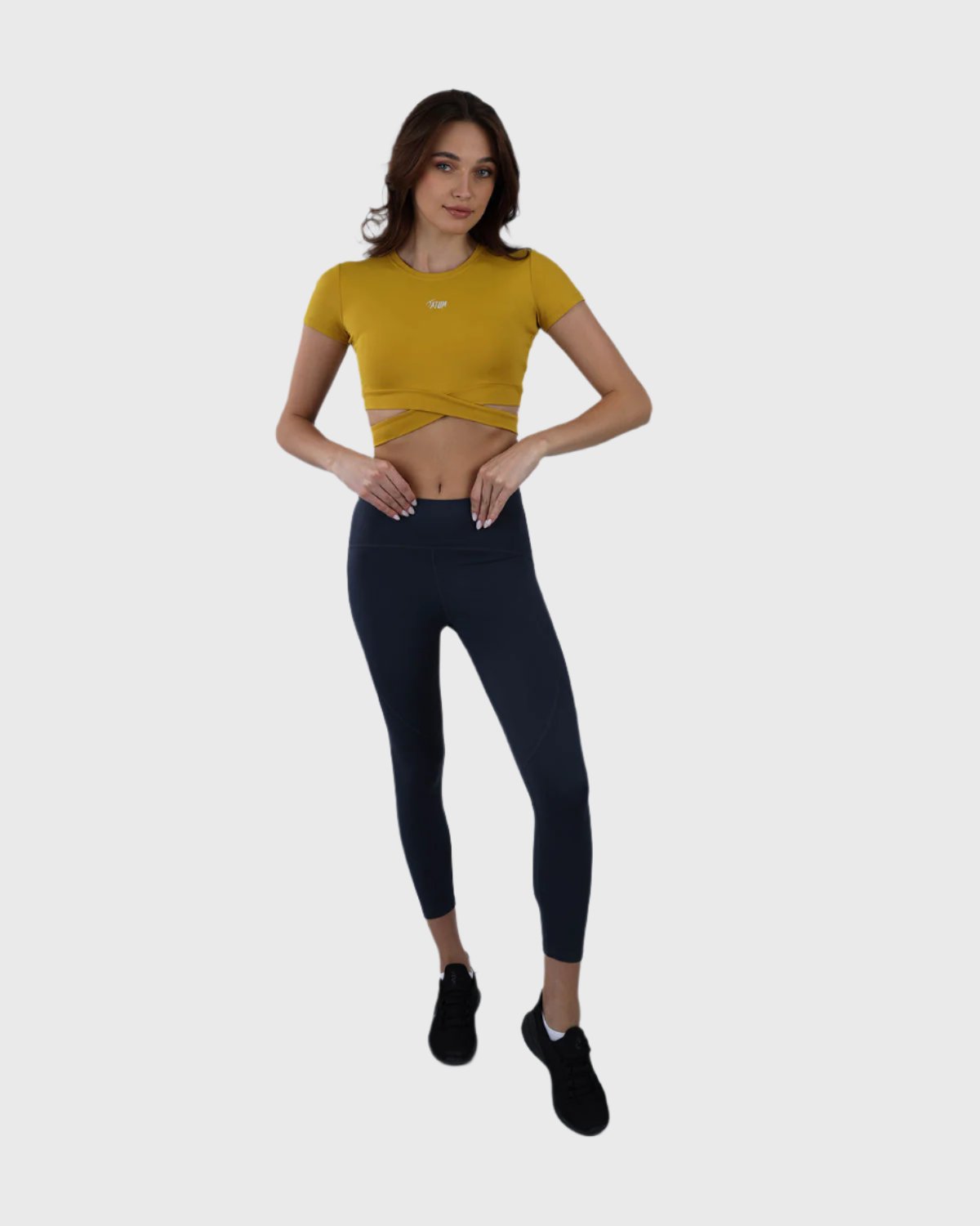 Twisted Short Sleeves Yellow Crop Top-Atum -84038586