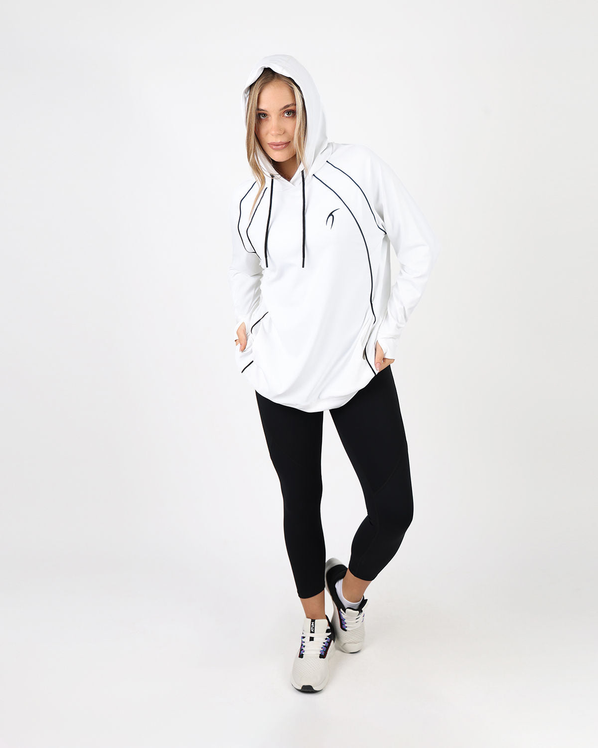 Long-Sleeve Training White Hoodie-Atum -42407607