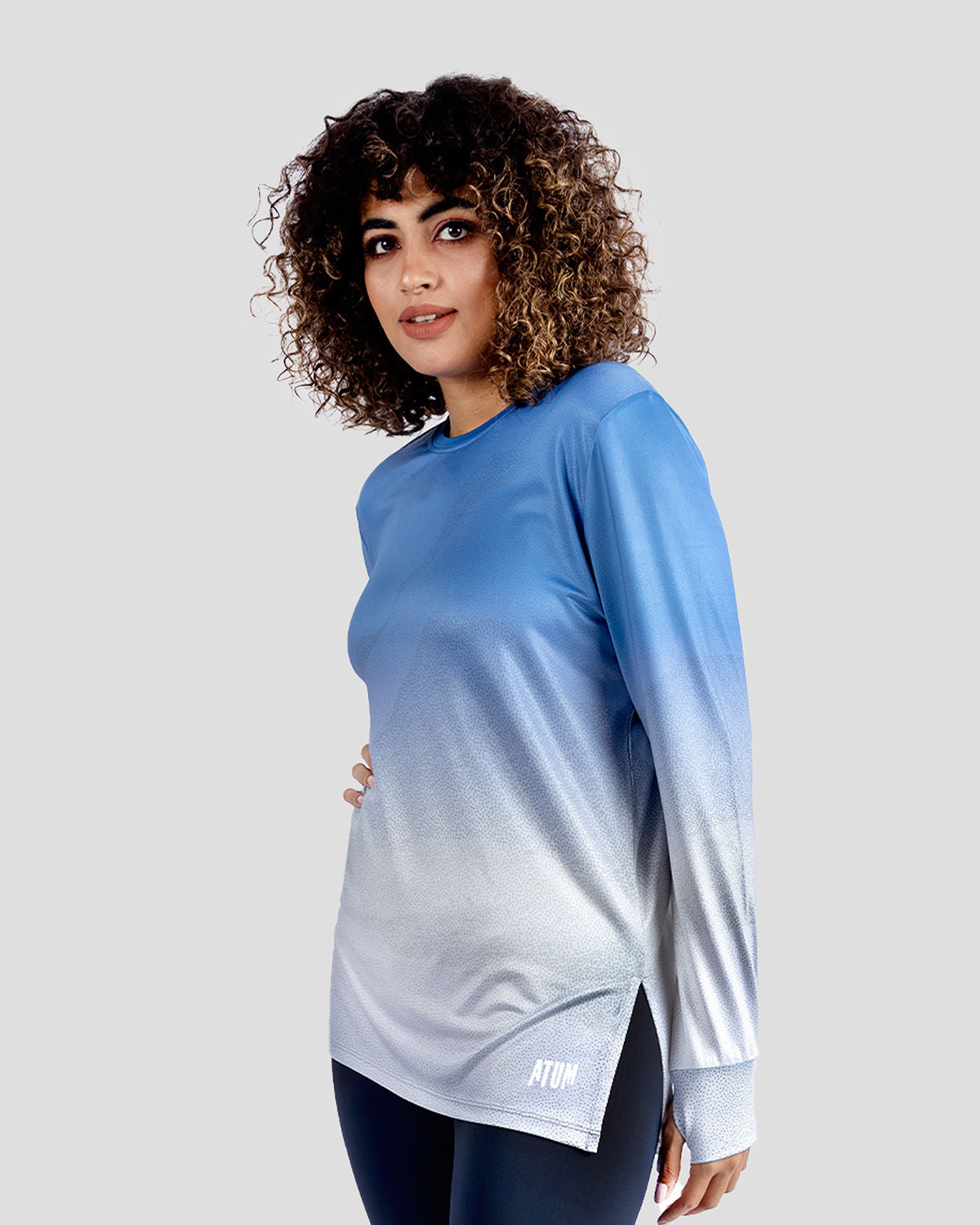 Women's Gradient Blue Top-Atum -30887996