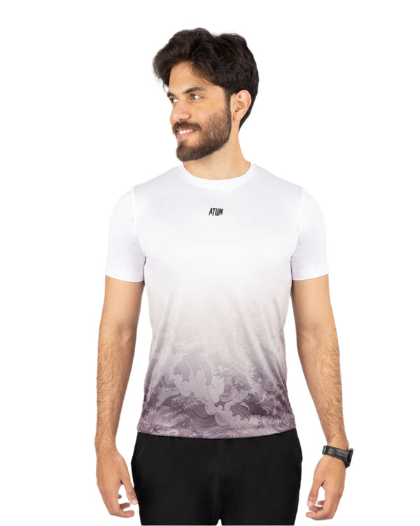 Round Printed Gray T-Shirt-Atum -96471939