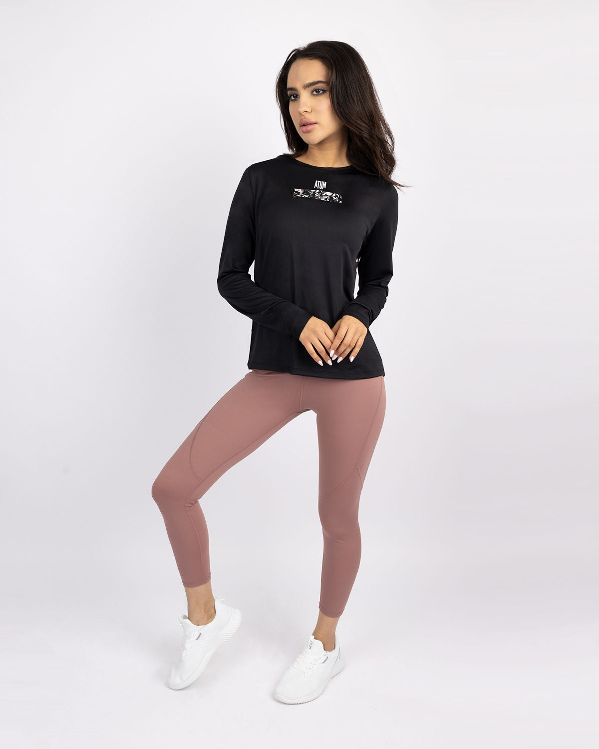 Crew Neck Women's Black T-Shirt-Atum -58084187