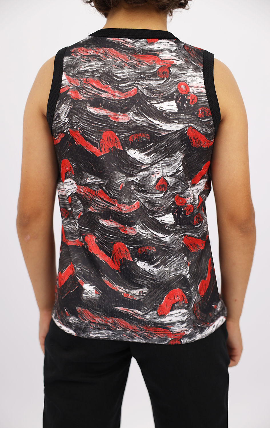Boy's Printed Red Tank Top
