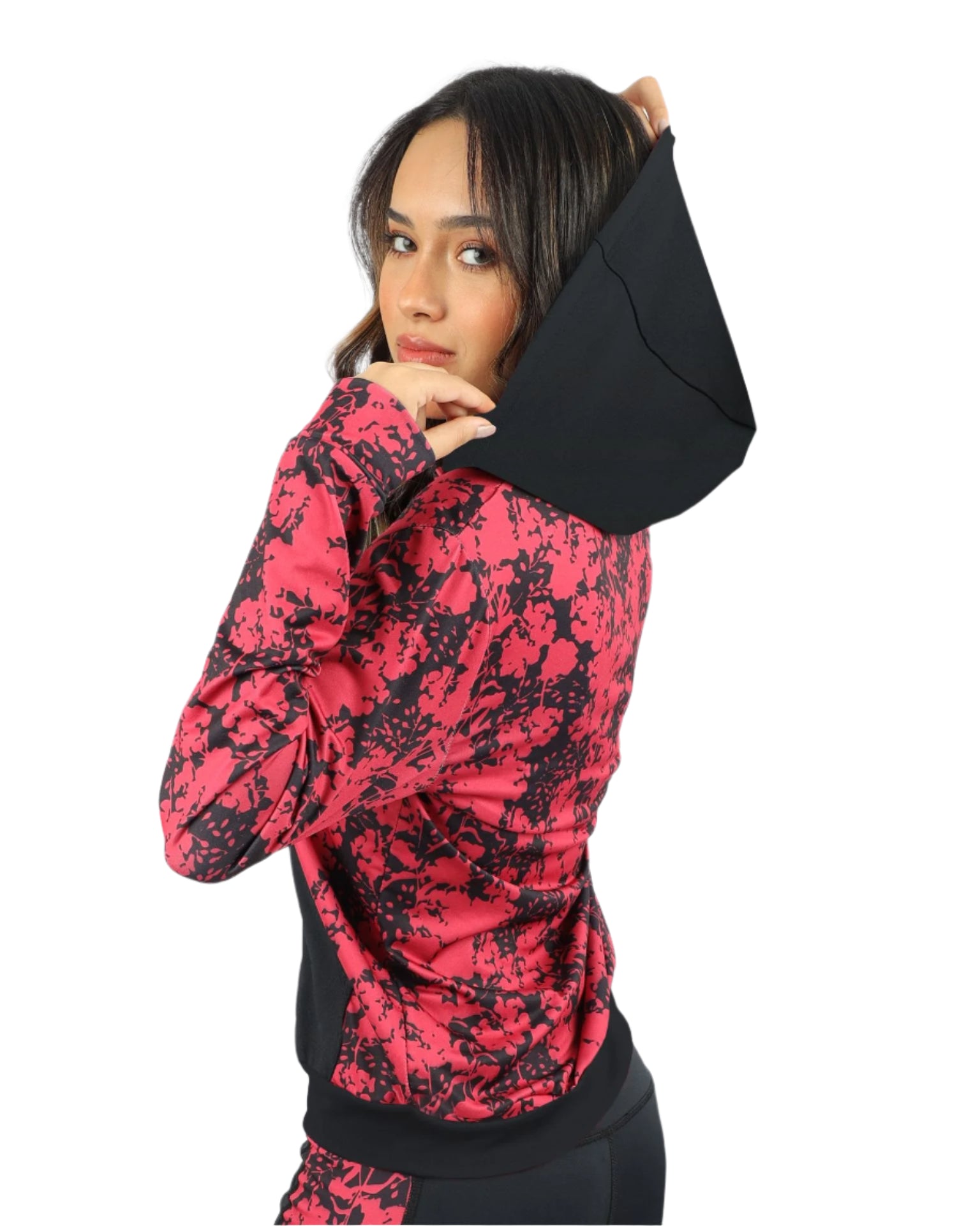 Long Sleeves Women's Black Hoodie-Atum -91250692