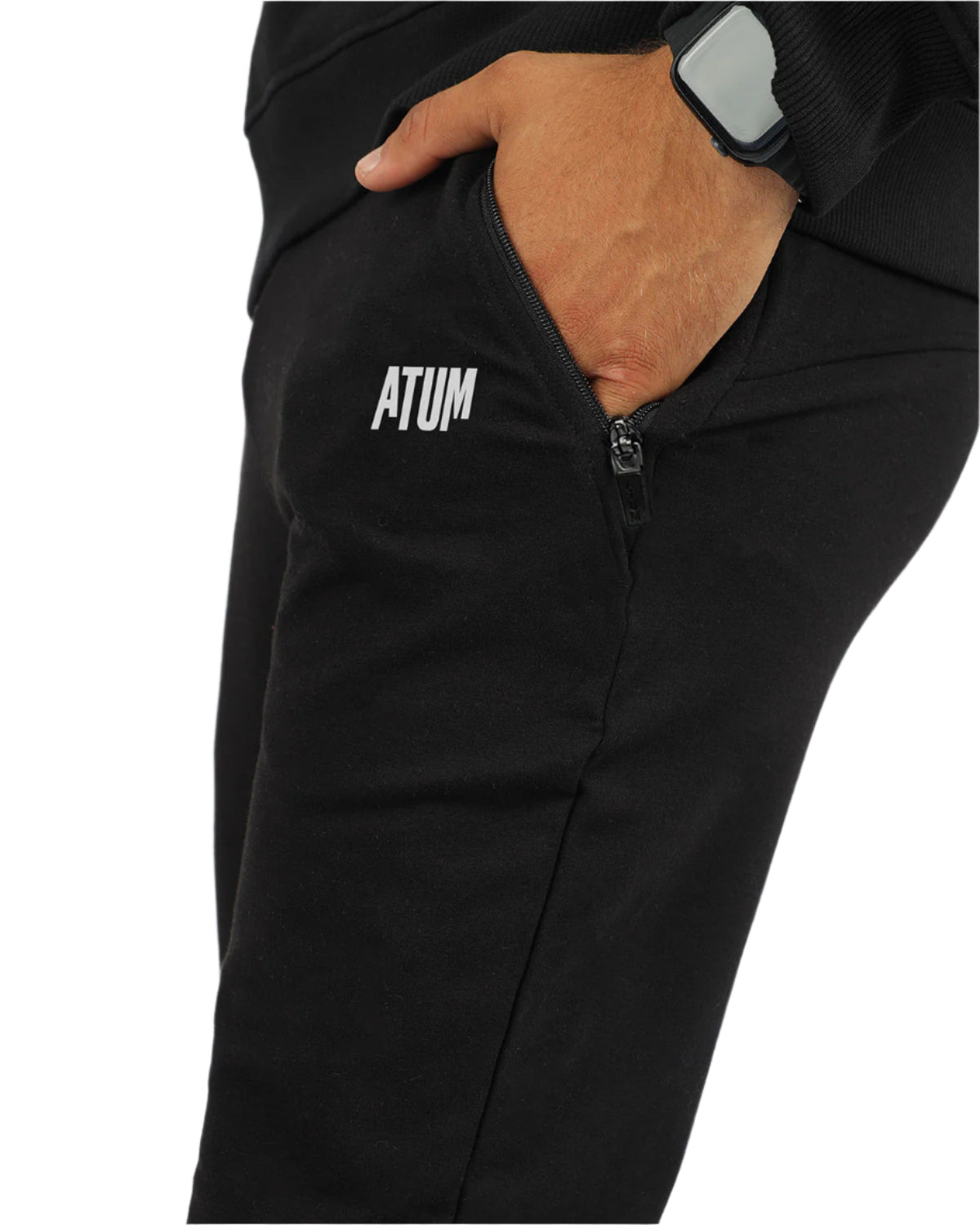 Back Logo Black Jogger Pants-Atum -23353153