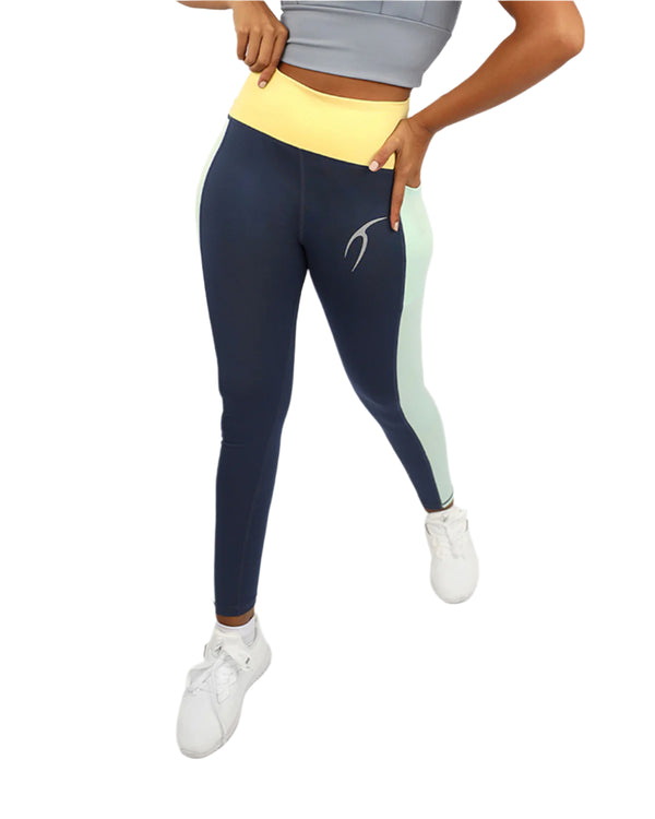 High Waist Women's Navy Leggings-Atum -6844141