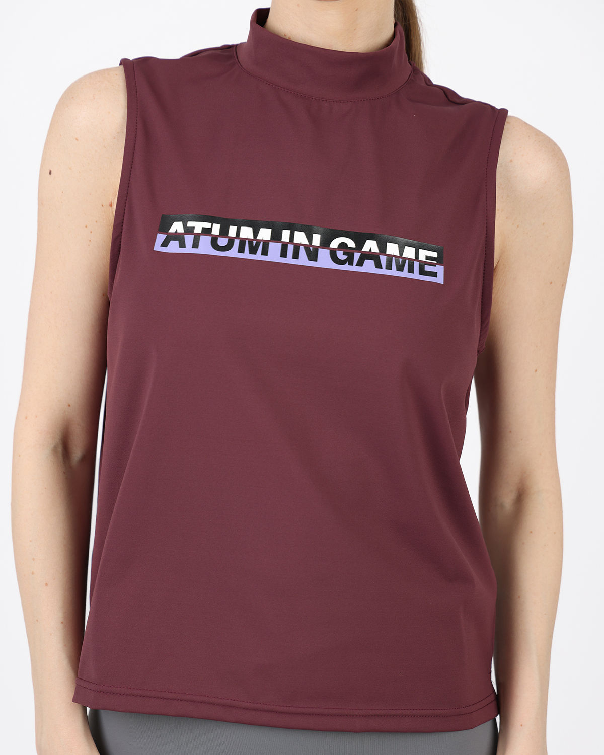 Sleeveless Training Burgundy Tank Top-Atum -2644198