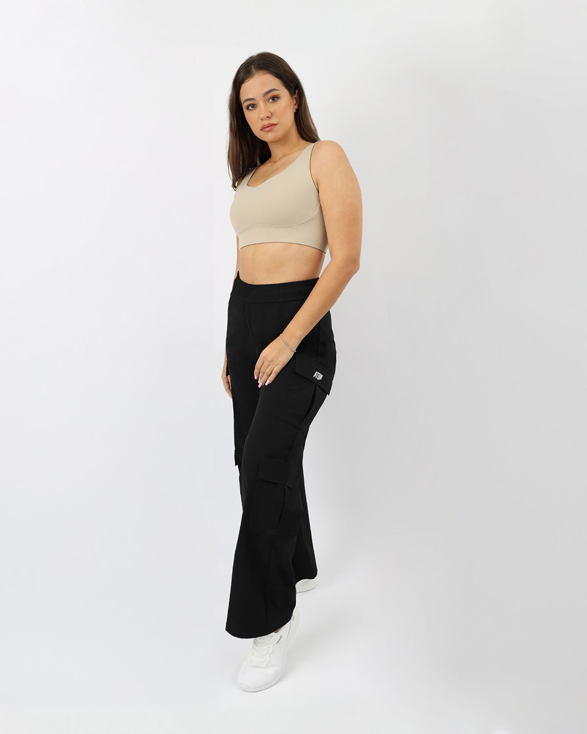 Women's Cargo Black Pants-Atum -56876437