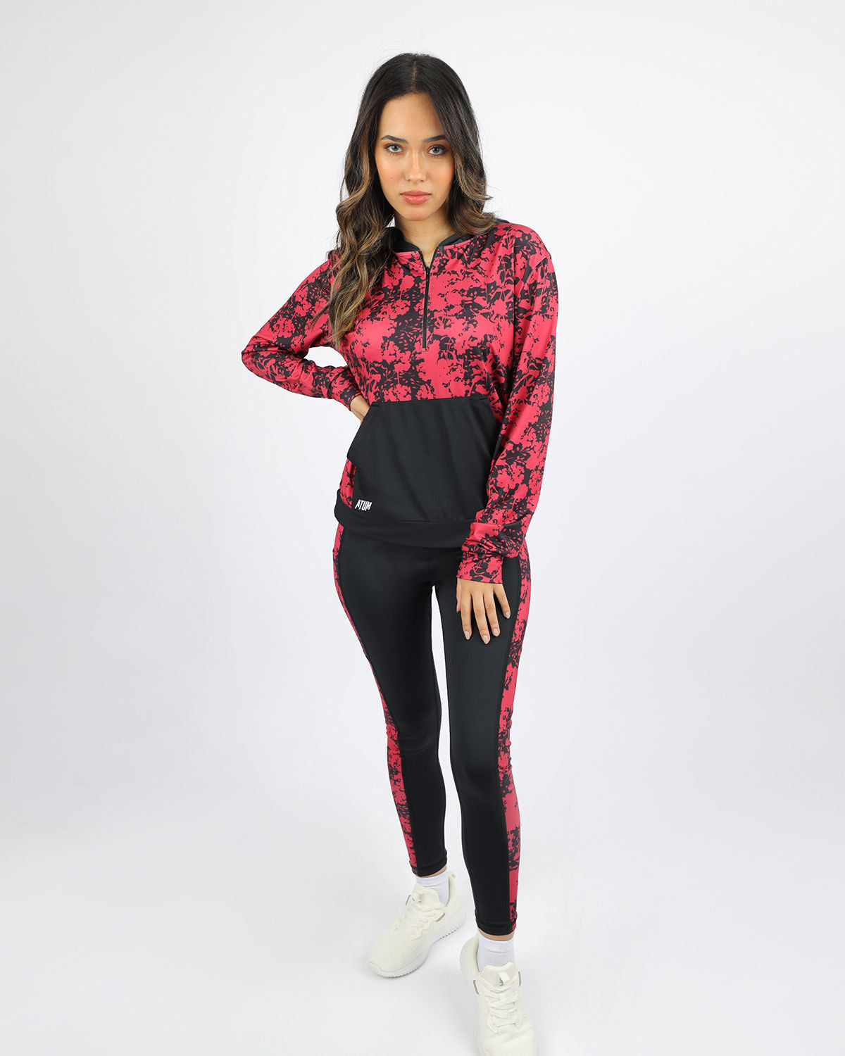 Printed Panel Black Leggings-Atum -39984858