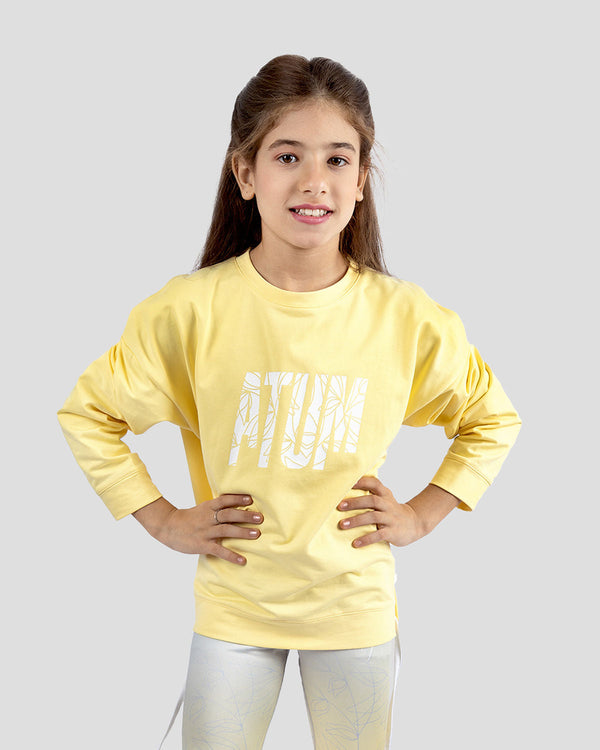 Girls Cropped Yellow Sweatshirt-Atum -39470766