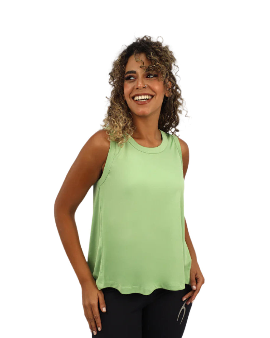 Women's Cross Back Green Top-Atum -26231990