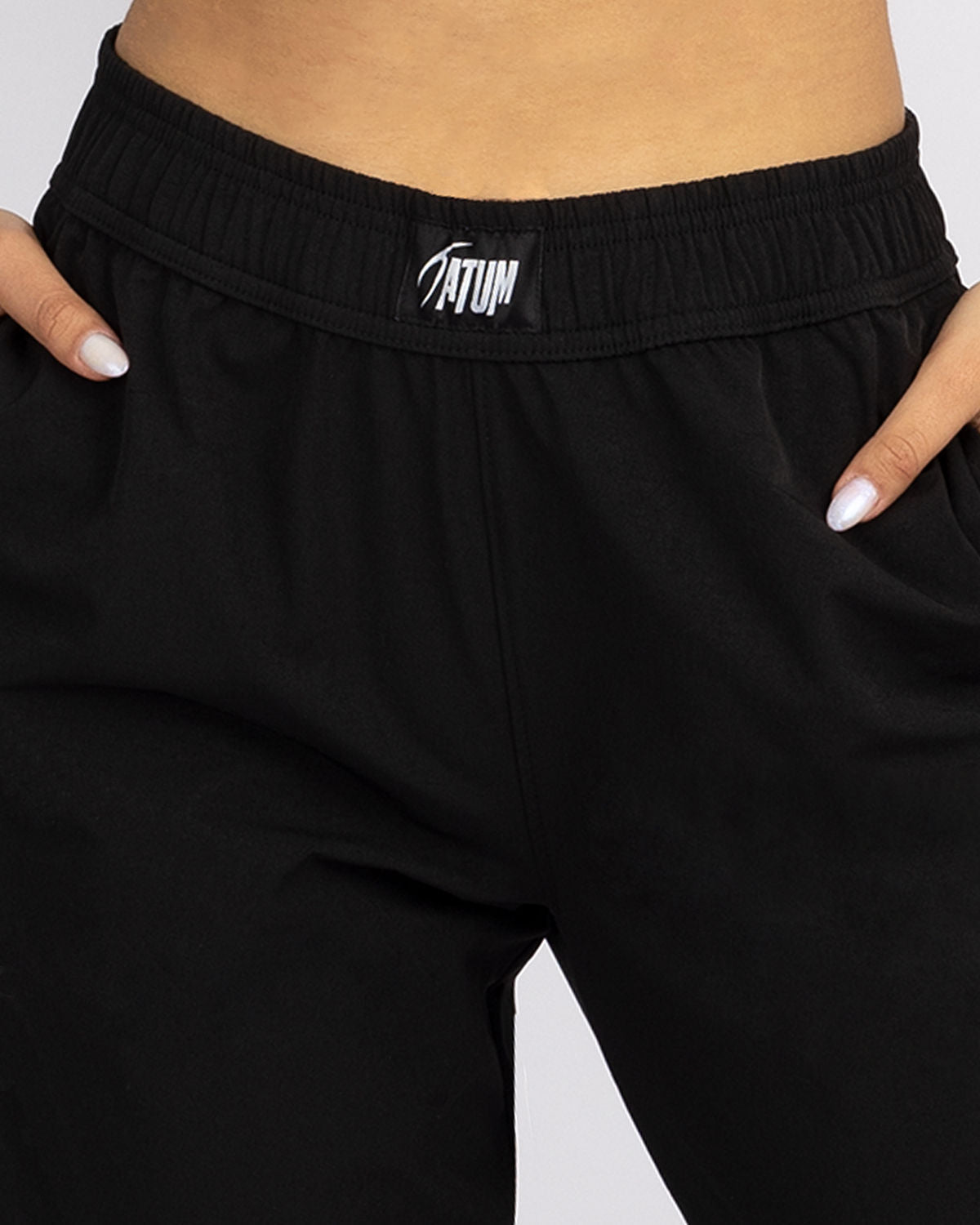Slit Zipper Black Women's Pants-Atum -33119079