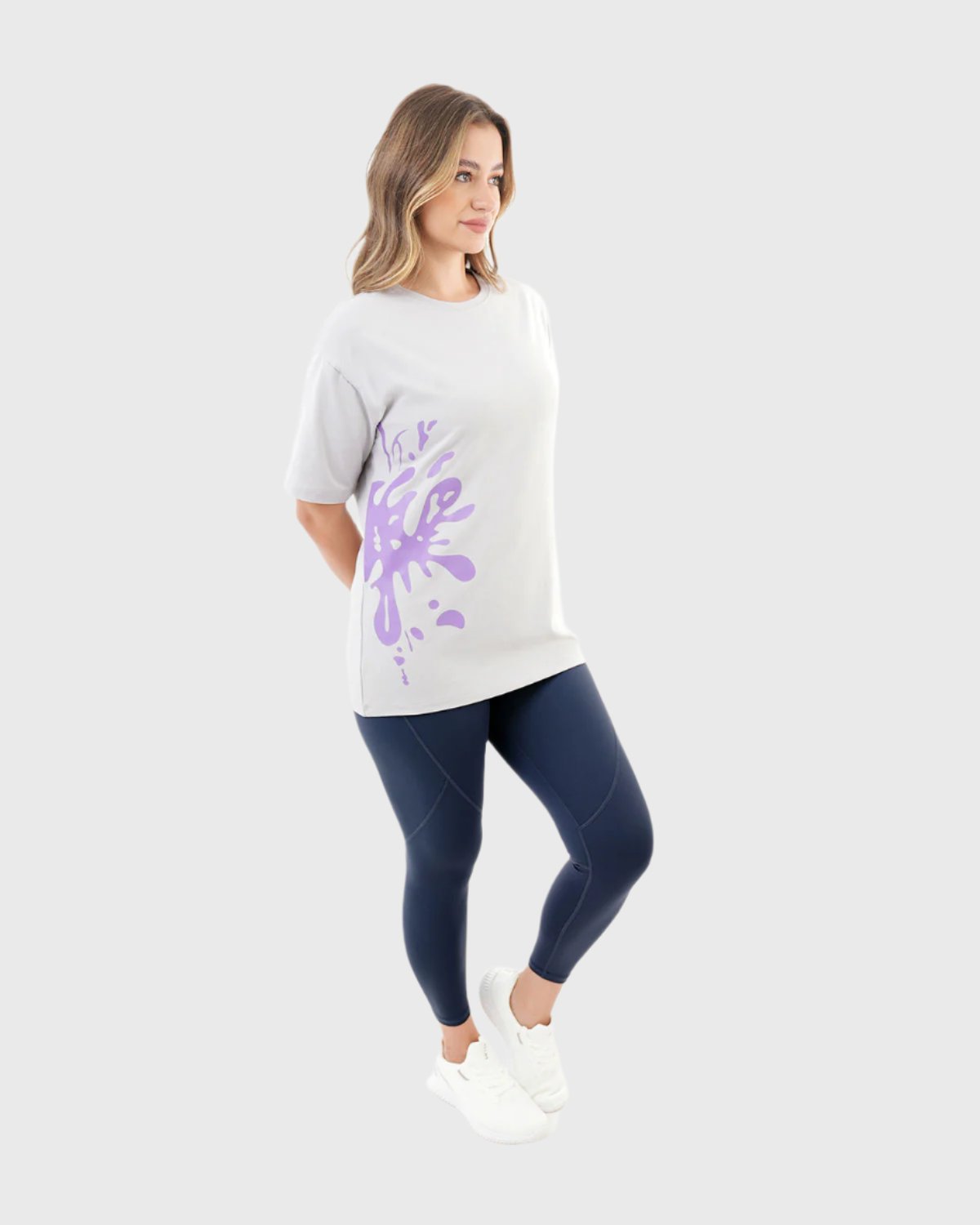Oversized Splash Gray T-Shirt-Atum -50406378