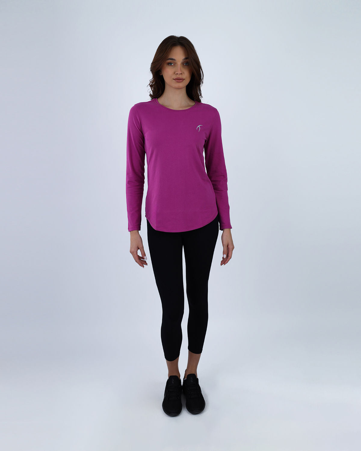 Basic Long Sleeve Dark Purple T-Shirt-Atum -88491037