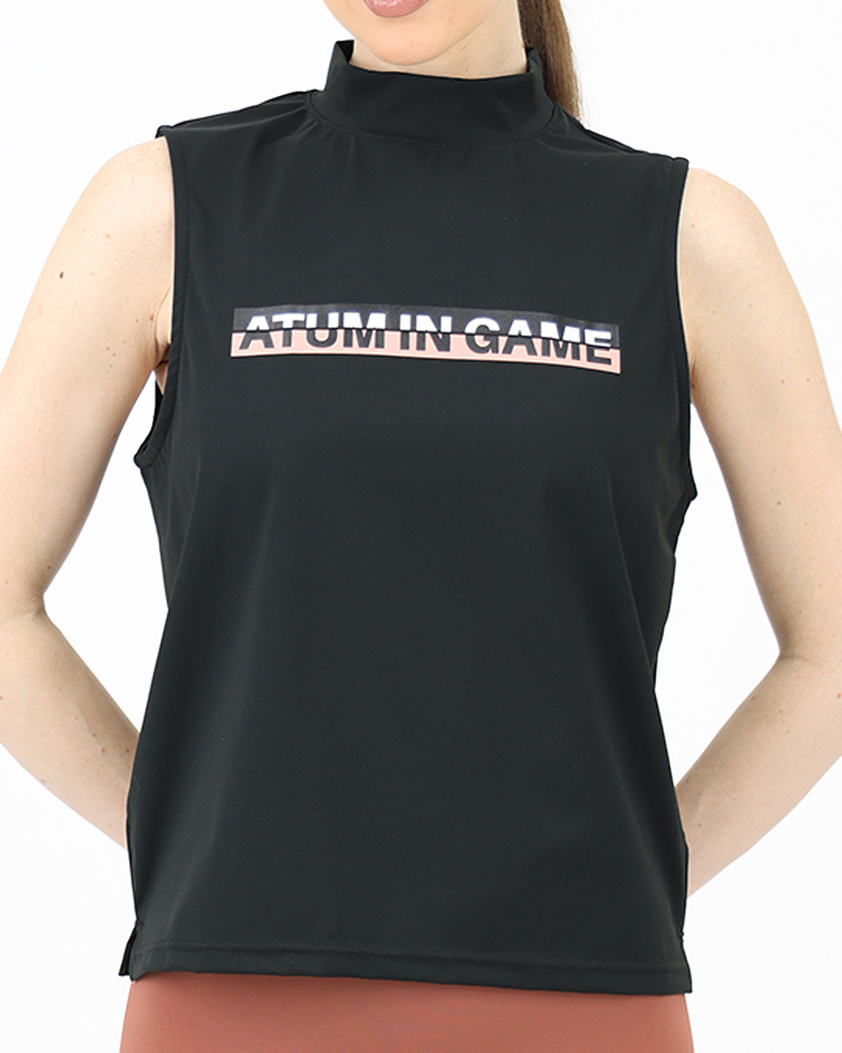 Sleeveless Training Black Tank Top-Atum -57310514