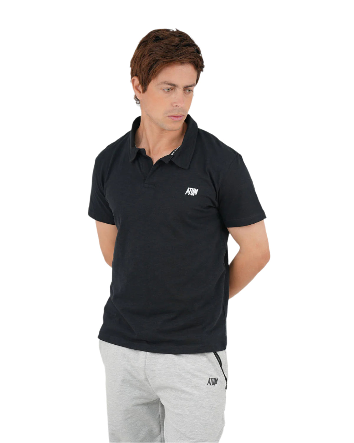 Comfort Slub Black Polo Shirt-Atum -94609459