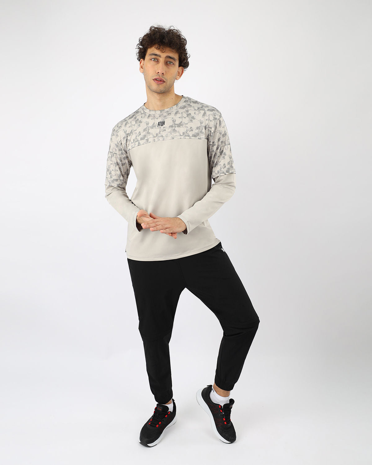 Men's Fitness Light Gray Top-Atum -62457626
