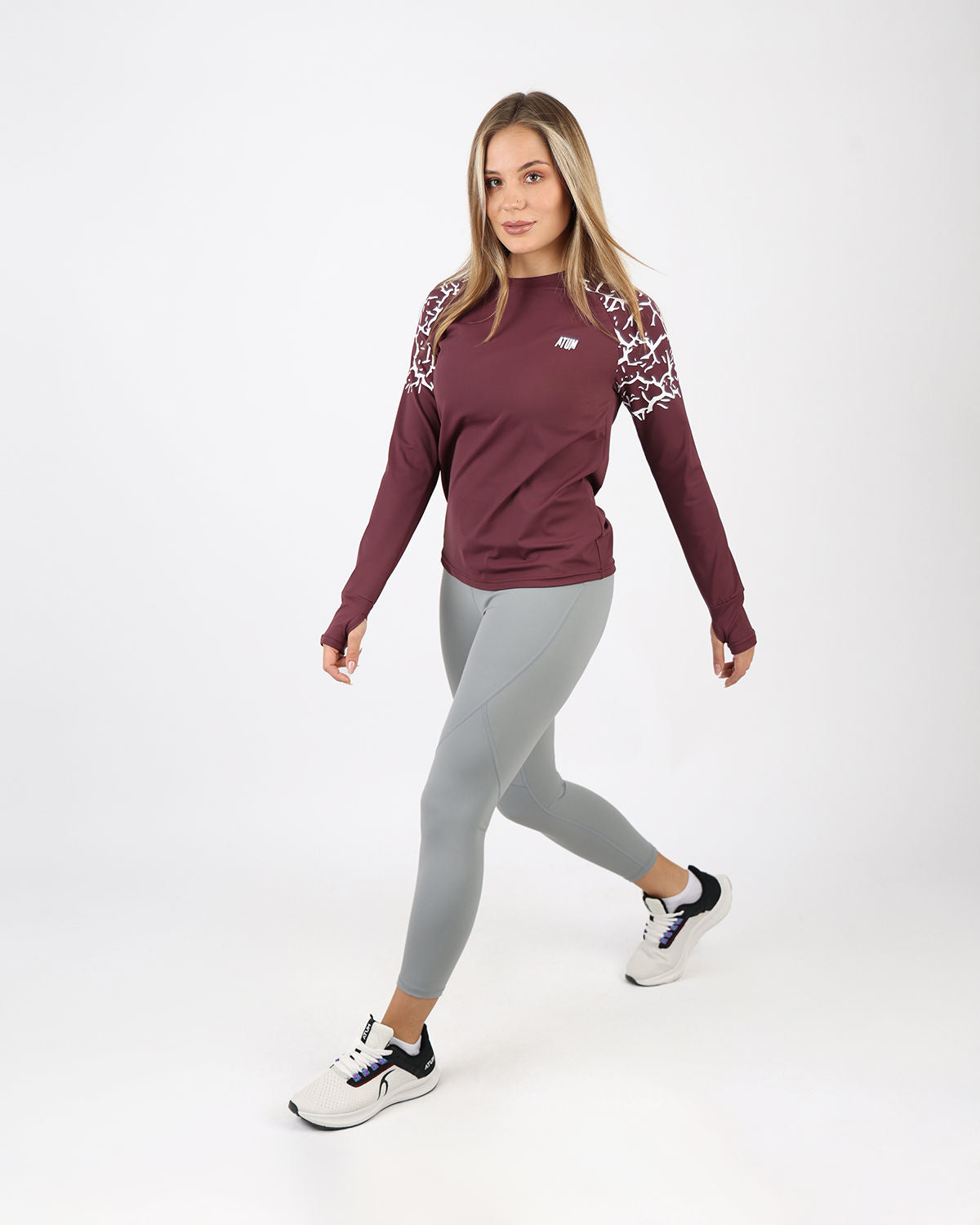 Graphic Long-Sleeve Burgundy T-Shirt-Atum -26820984