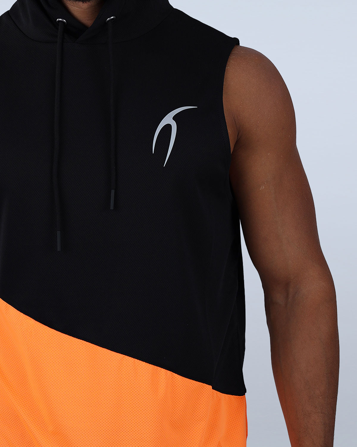 Sleeveless Breathable Orange Hoodie-Atum -77300320