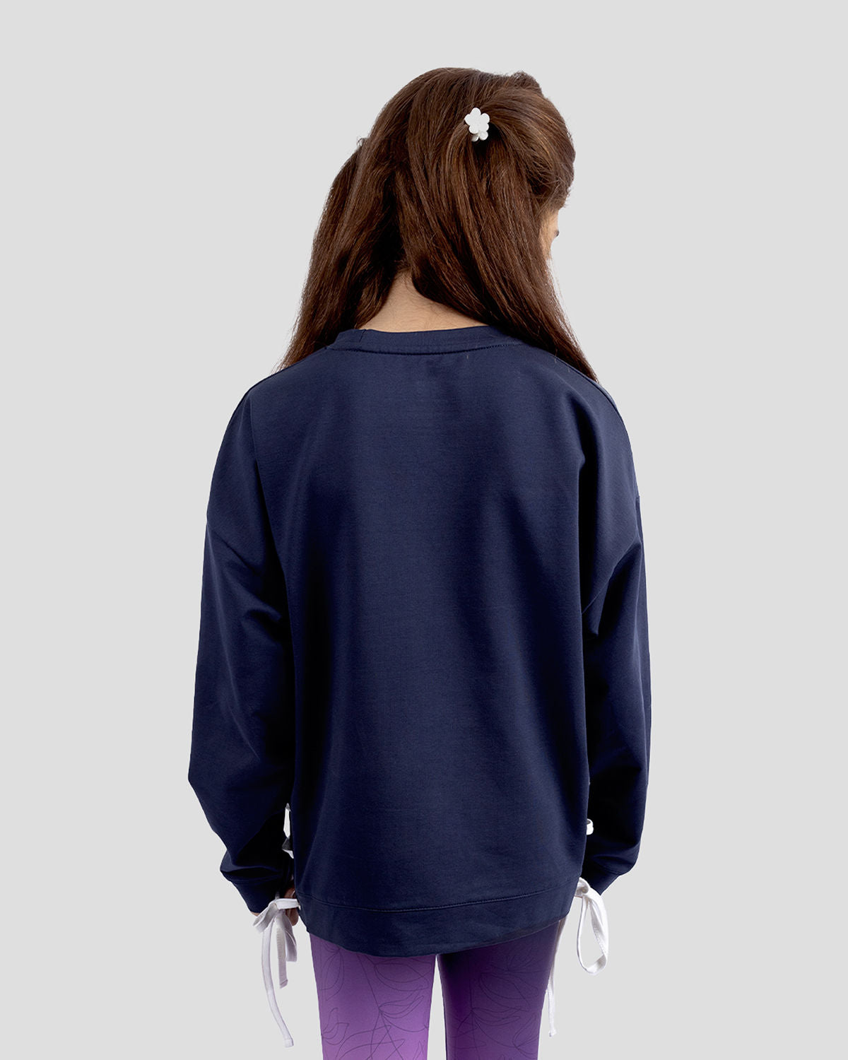 Girls Cropped Navy Sweatshirt-Atum -89154936