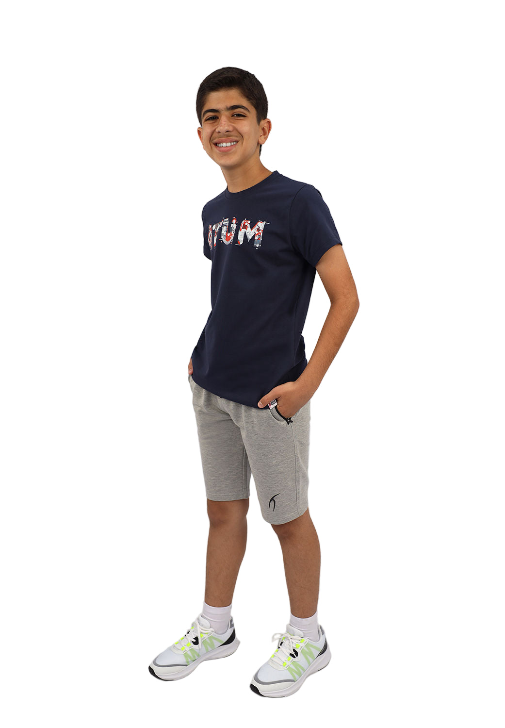 Boy's Short Sleeves Basic Navy T-shirt-Atum -77877177