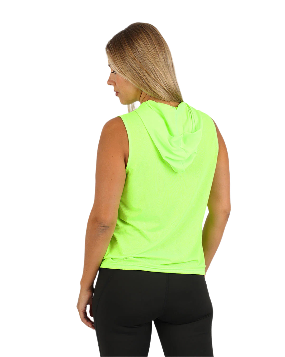 Sleeveless Breathable Lime Green Women's Hoodie-Atum -61941425