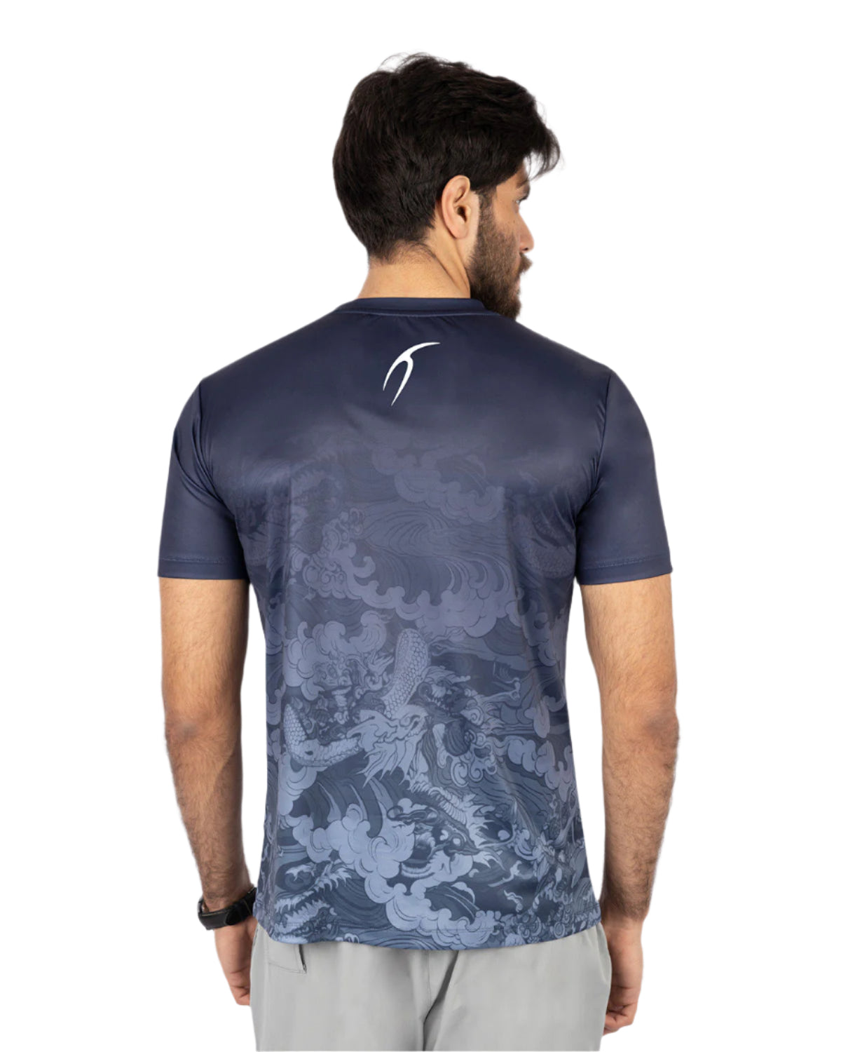 Round Printed Navy T-Shirt-Atum -32509034