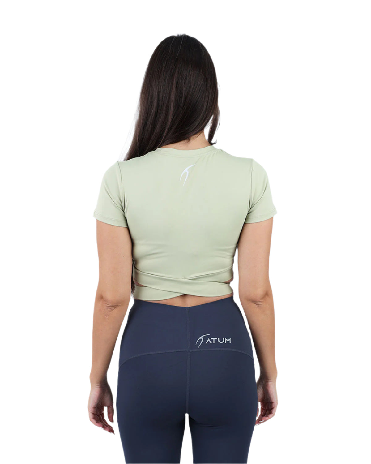 Twisted Short Sleeves Green Crop Top-Atum -86043057