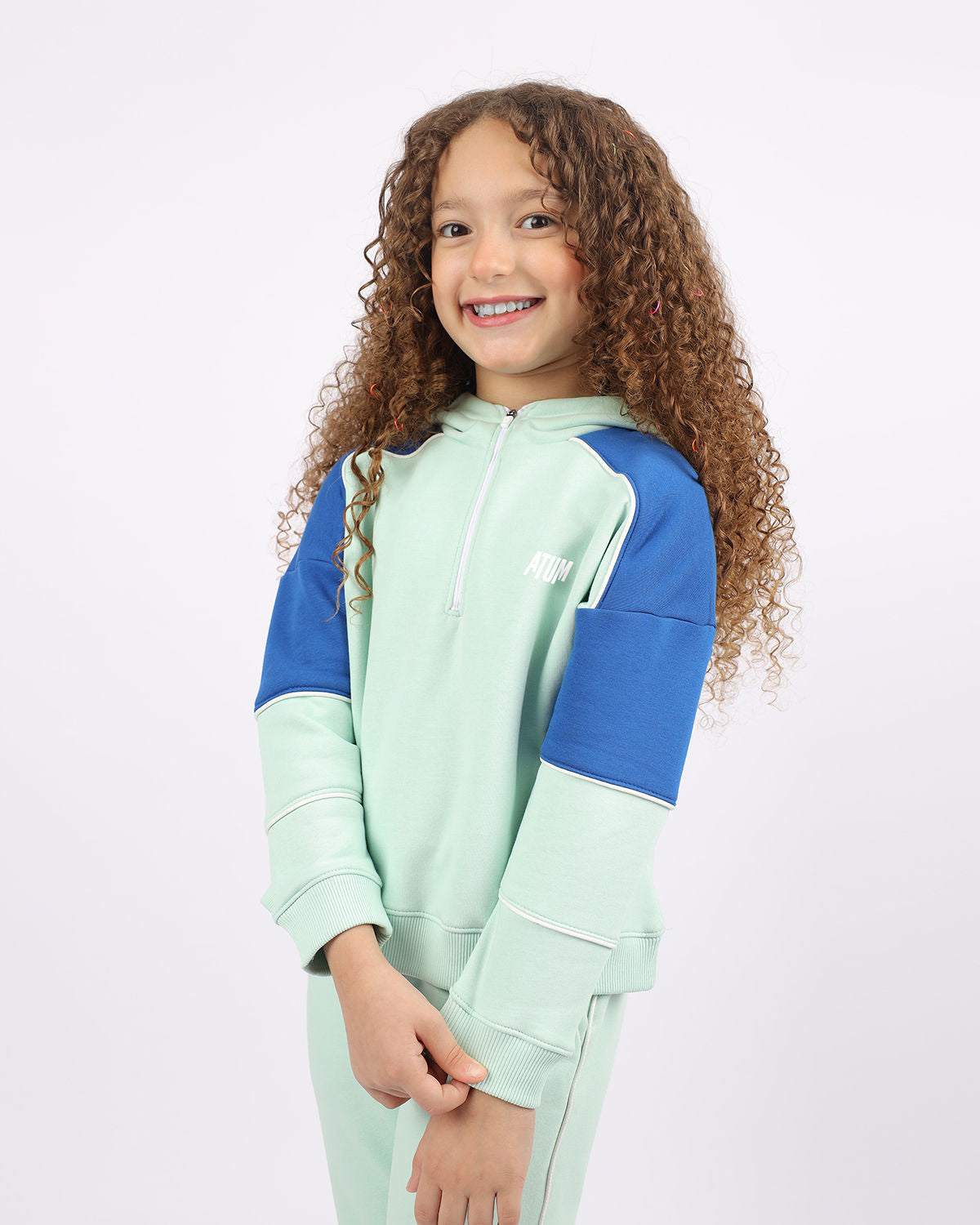 Girl's Quarter Mint Zip Hoodie-Atum -54059910