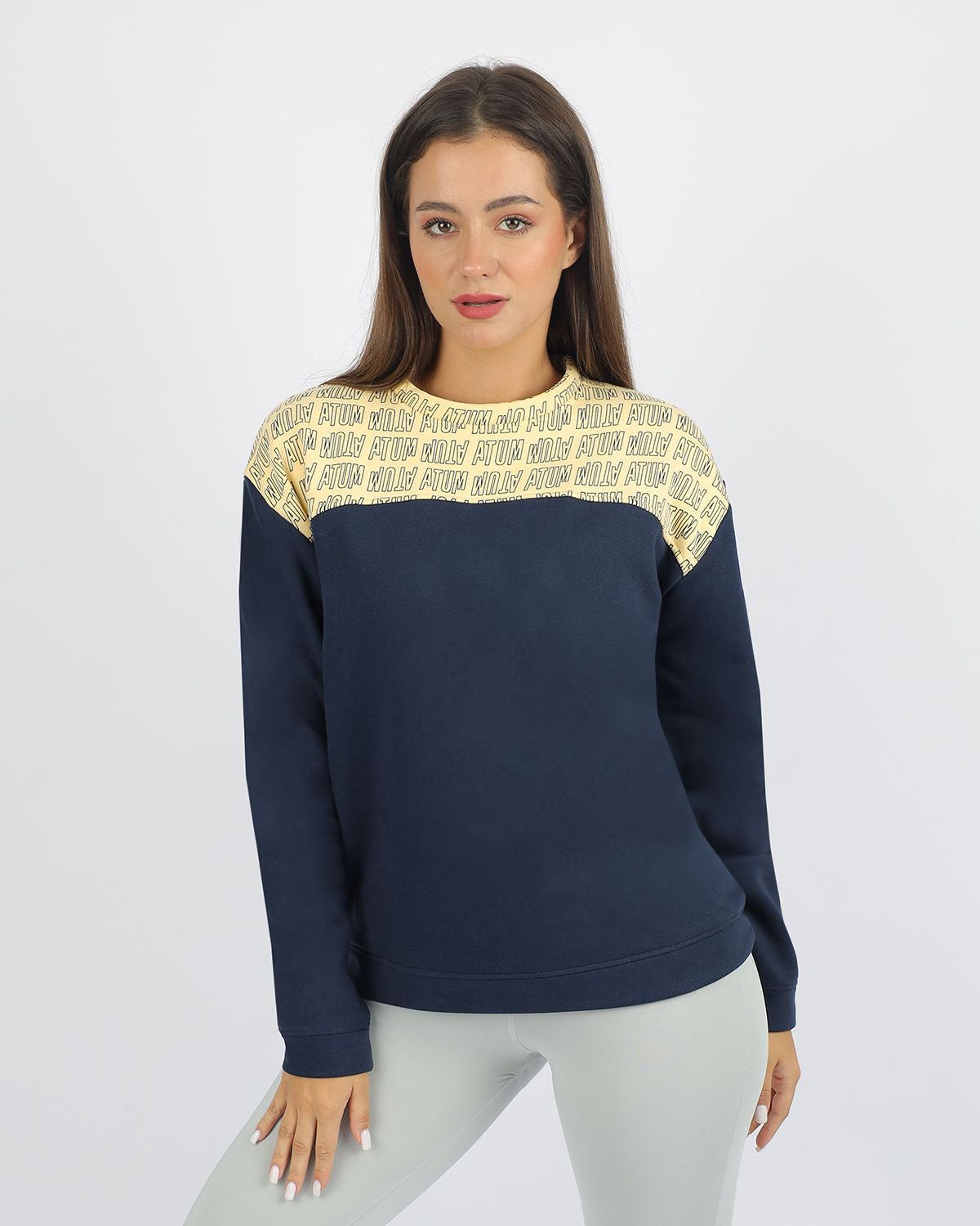 Women's Navy Sweatshirt-Atum -86043601