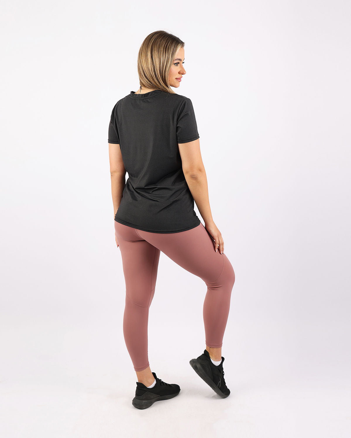 V Neck Training Black Top-Atum -61309133