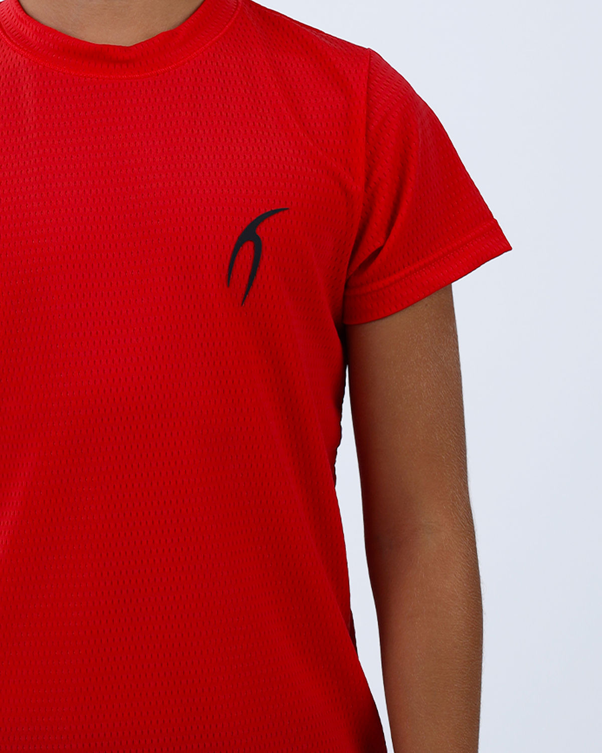 Crew Neck Short Sleeve Red Breathable Top-Atum -82551922