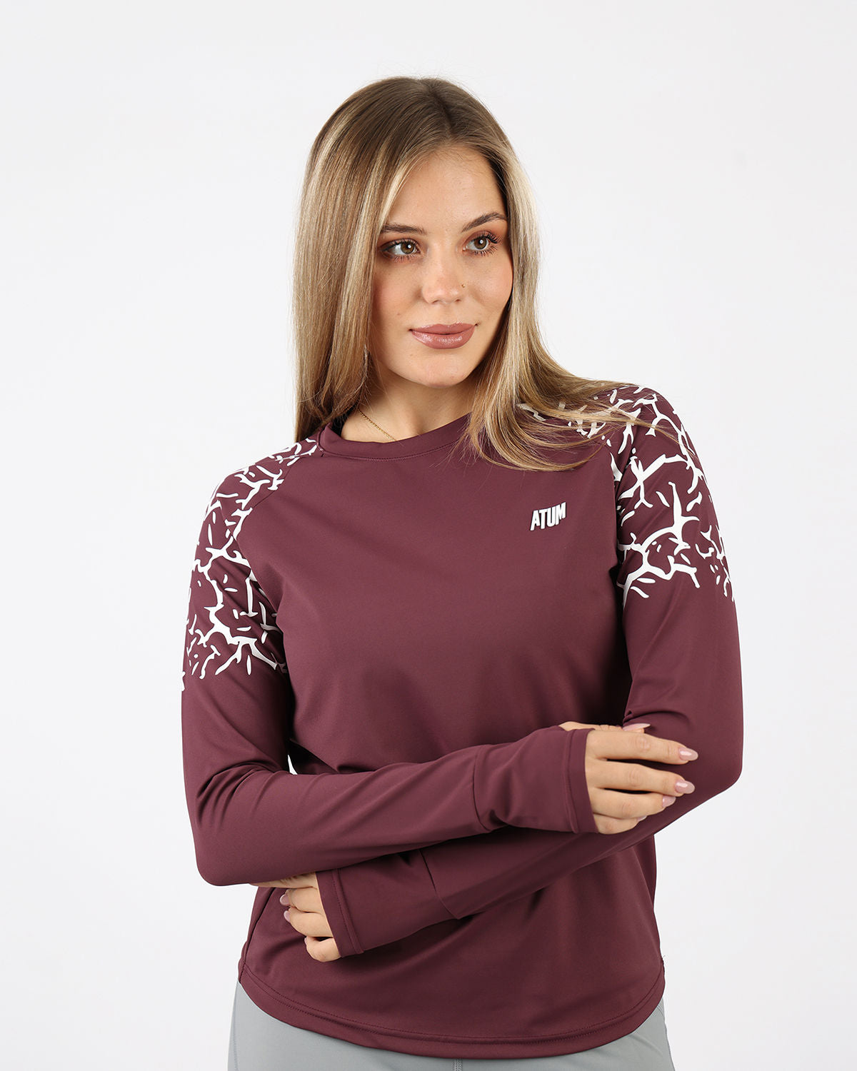 Graphic Long-Sleeve Burgundy T-Shirt-Atum -17816610