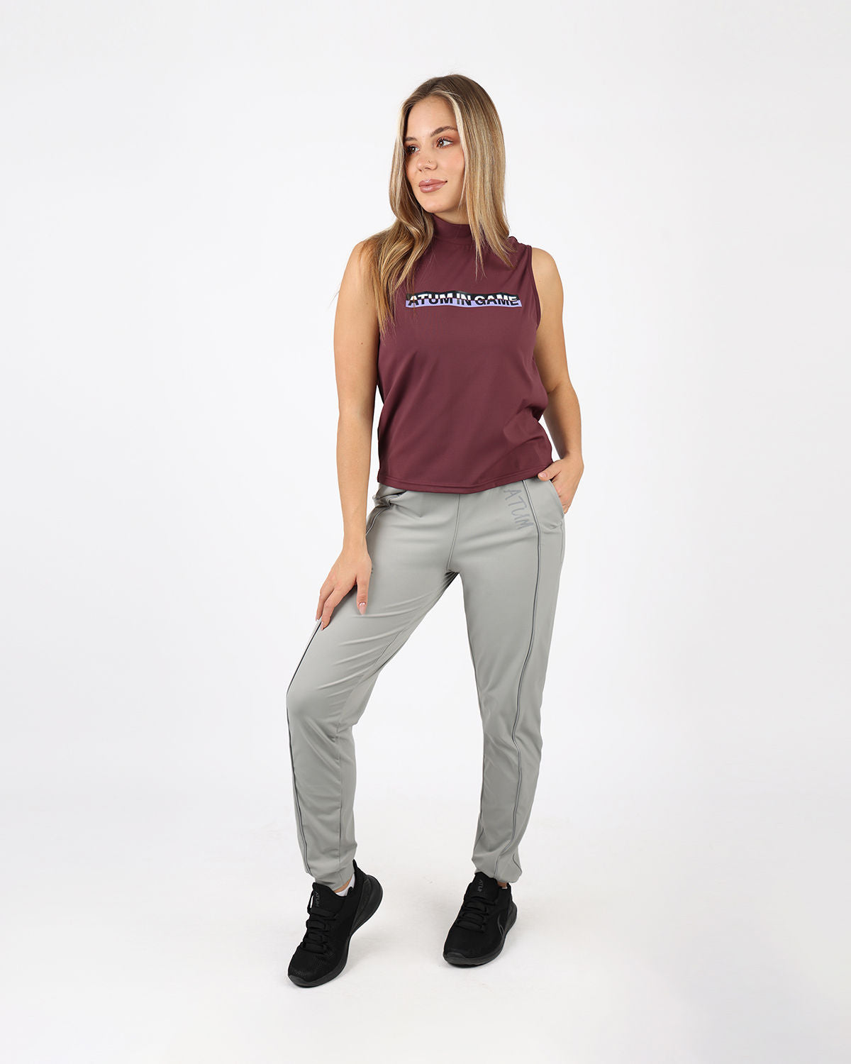 Sleeveless Training Burgundy Tank Top-Atum -61959652