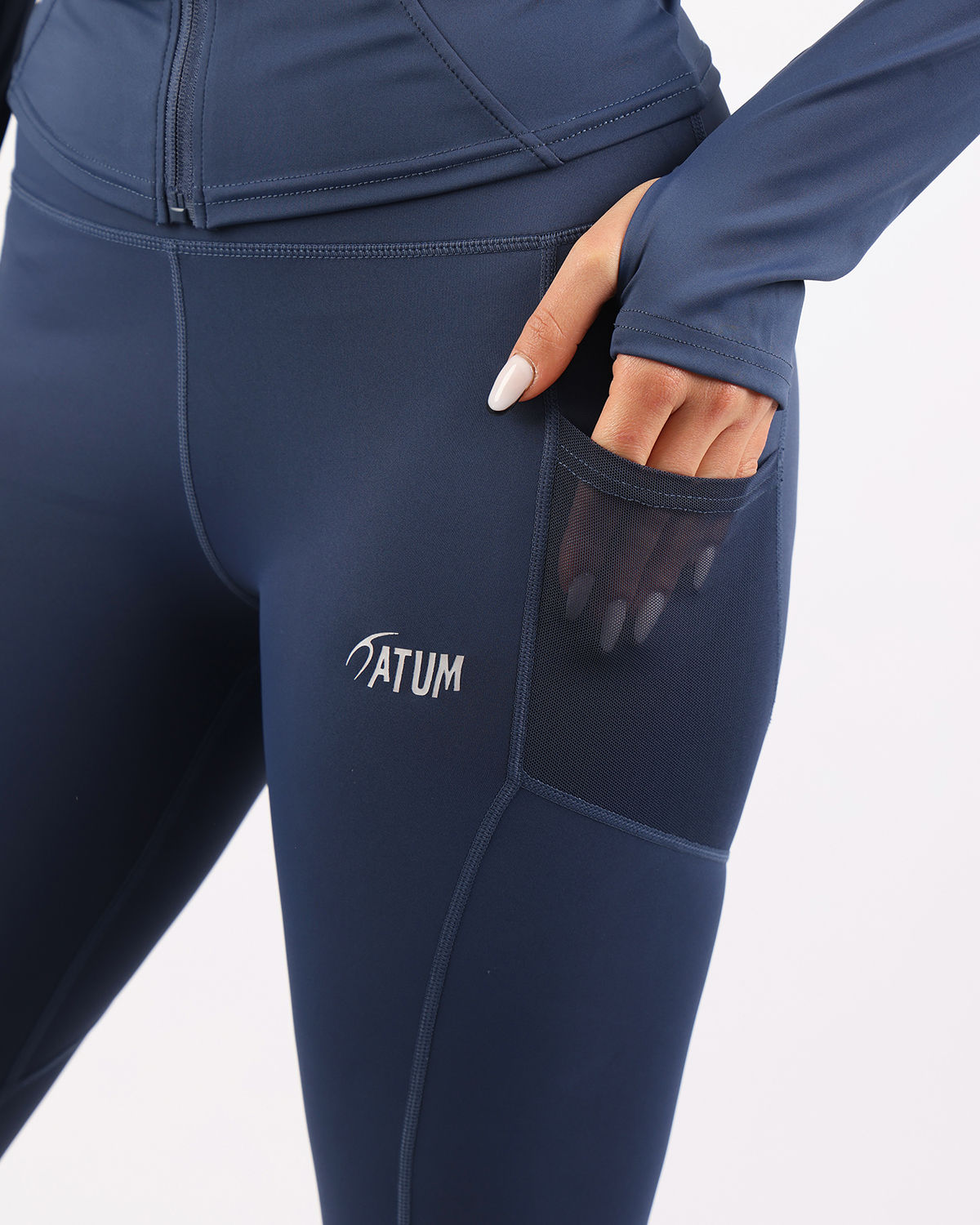 Pocket Flex Capri Navy Leggings-Atum -78956638