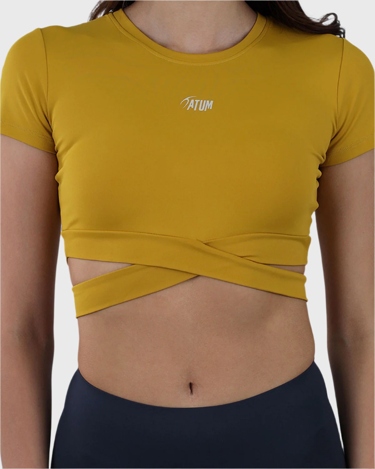 Twisted Short Sleeves Yellow Crop Top-Atum -13236181